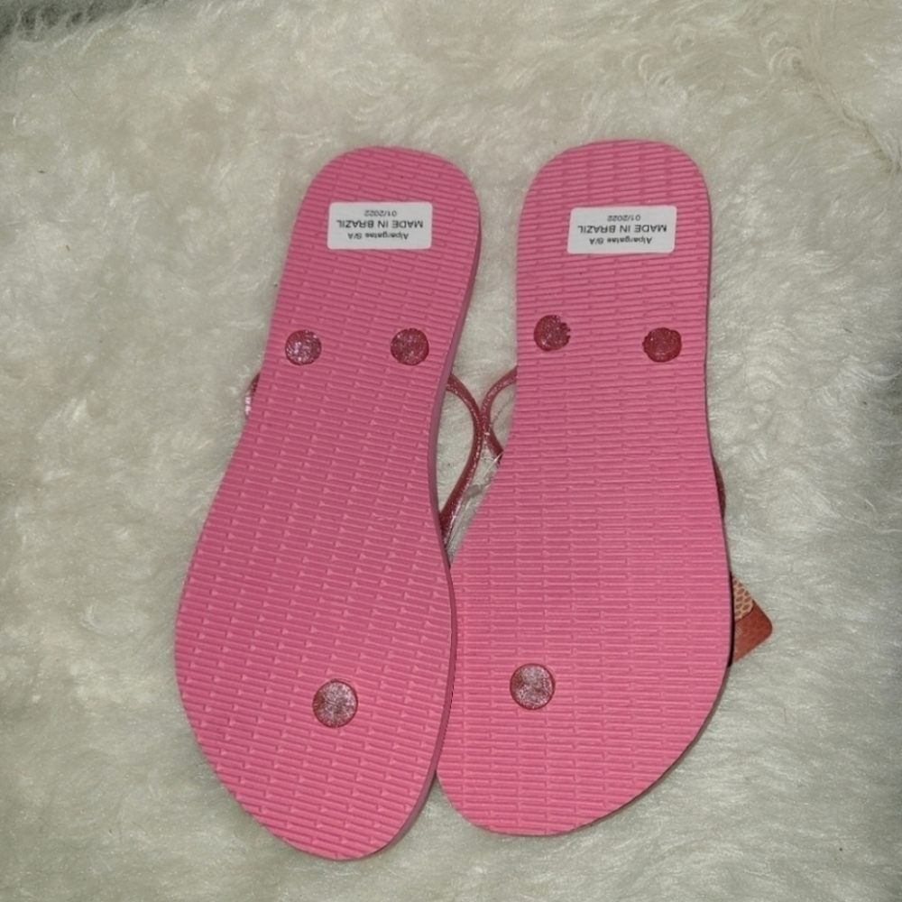 Havaianas Slim Pink Glitter Flip Flop Sandals size 9/10 - Picture 6 of 9